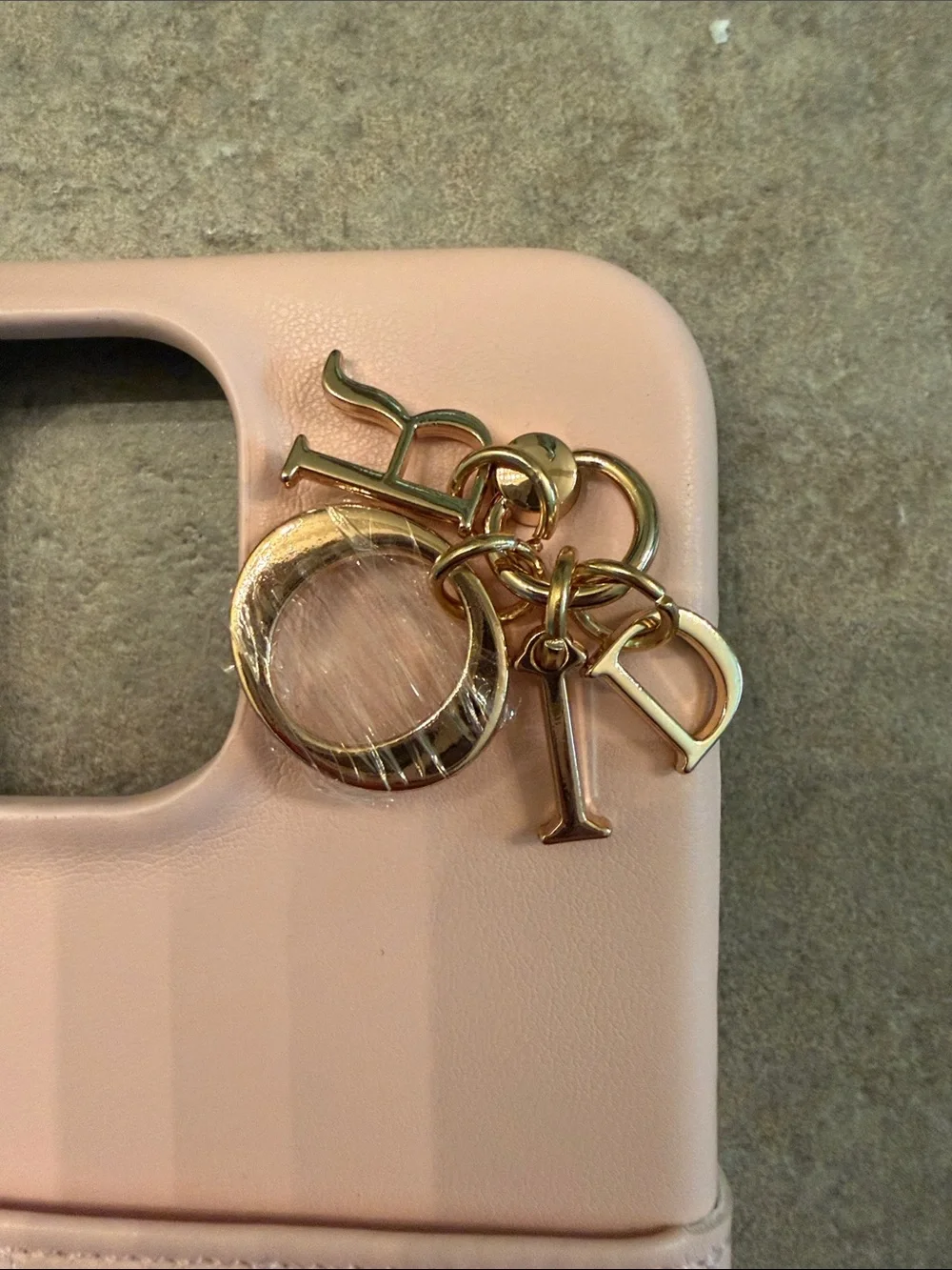 Pink Quilted Leather iPhone Case with Gold Charm